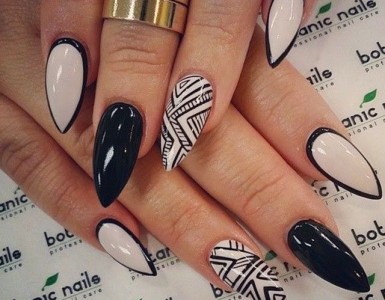 black and white nail design