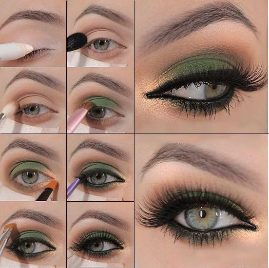 green and gold makeup